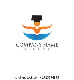 Diseño de ilustraciones vectoriales de plantillas de logotipos de educación para graduados
