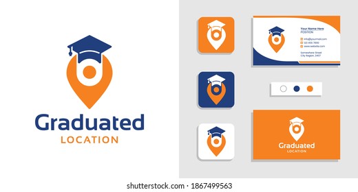 Graduate education sign location logo and business card design template