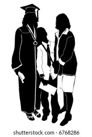graduate with family vector