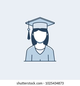 Graduate female avatar icon vector illustration monoline style