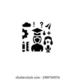 Graduate female icon in vector. Logotype