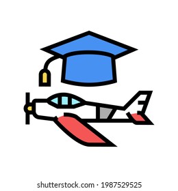 graduate flight school color icon vector. graduate flight school sign. isolated symbol illustration