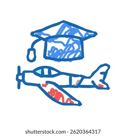 graduate flight school doodle icon sketch vector. graduate flight school sign. isolated symbol illustration