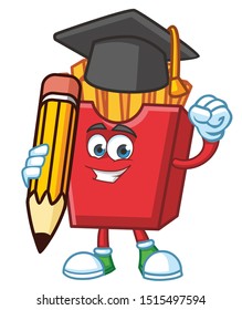 graduate French fries cartoon mascot character design vector
