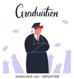 Graduate getting diploma vector illustration