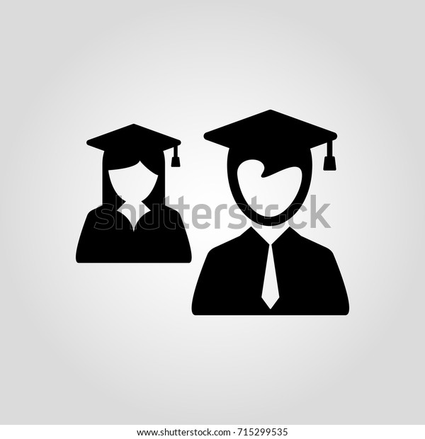 四角い帽子をかぶった女の子と少年 またはタッセルのベクター画像アイコンと帽子 モルタルハットと卒業式ガウンを着た女性と男性 のベクター画像素材 ロイヤリティフリー