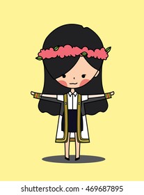 graduate girl cartoon lll, illustration and vector