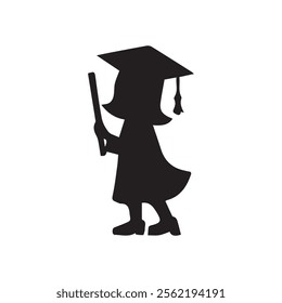  Graduate Girl Silhouette A Black and White Vector Illustration