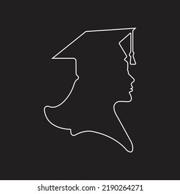 Graduate girl in square cap or hat with tassel vector icon