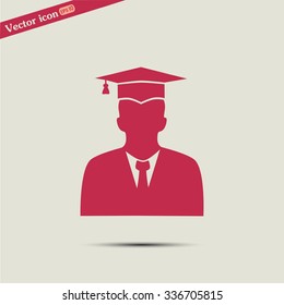 graduate in gown and graduation cap icon. flat style vector