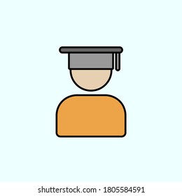 graduado, graduación, icono vectorial de color avatar, ilustración vectorial