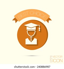graduate hat avatar sign. the head of the student learner. Education sign, symbol icon college or institute. graduation