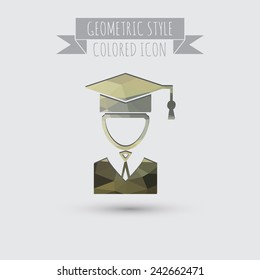 Graduate hat avatar sign. The head of the student learner. Education sign, symbol icon college or institute. Graduation