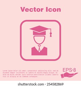 graduate hat avatar sign. the head of the student learner. Education sign, symbol icon college or institute. graduation