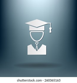 graduate hat avatar sign. the head of the student learner. Education sign, symbol icon college or institute. graduation