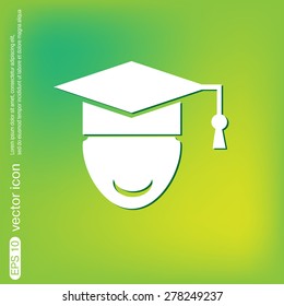 graduate hat avatar sign. the head of the student learner. Education sign, symbol icon college or institute. graduation