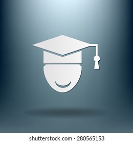 graduate hat avatar sign. the head of the student learner. Education sign, symbol icon college or institute. graduation