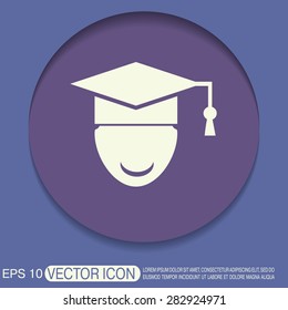 graduate hat avatar sign. the head of the student learner. Education sign, symbol icon college or institute. graduation