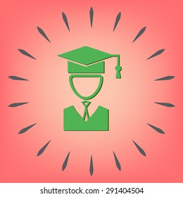 graduate hat avatar sign. the head of the student learner. Education sign, symbol icon college or institute. graduation