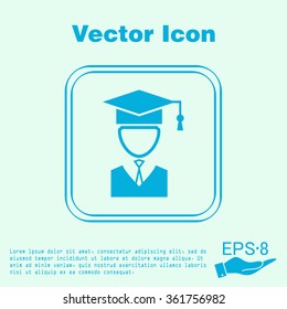 graduate hat avatar sign. the head of the student learner. Education sign, symbol icon college or institute. graduation