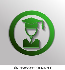 graduate hat avatar sign. the head of the student learner. Education sign, symbol icon college or institute. graduation
