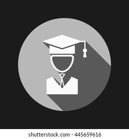 graduate hat avatar sign. the head of the student learner. Education sign, symbol icon college or institute. graduation