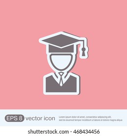 graduate hat avatar sign. the head of the student learner. Education sign, symbol icon college or institute. graduation