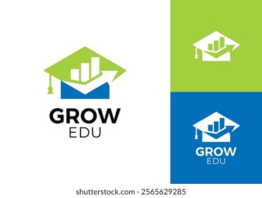 graduate hat and chart logo design. finance education symbol icon vector