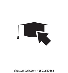 graduate hat, cursor icon. Simple glyph vector of online education set for UI and UX, website or mobile application