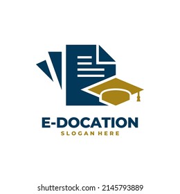 Graduate hat and document logo vector. Education contract logo template design concept.