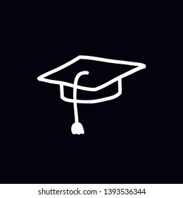 graduate hat doodle icon, vector illustration
