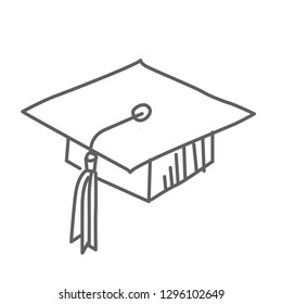 Graduate hat. Doodle vector illustration