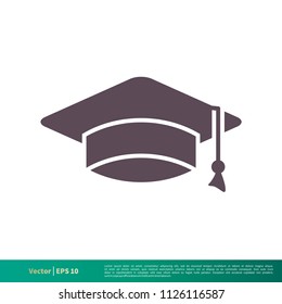 Graduate Hat Education Icon Vector Logo Template Illustration Design. Vector EPS 10.