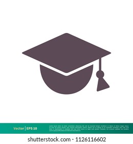 Graduate Hat Education Icon Vector Logo Template Illustration Design. Vector EPS 10.