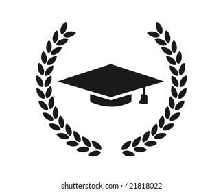 graduate hat emblem square academic cap image icon logo vector