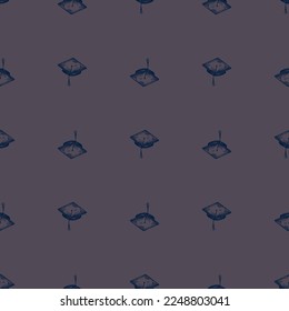 Graduate hat engraved seamless pattern. Vintage element education in hand drawn style.