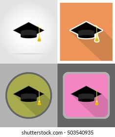 graduate hat flat icons vector illustration isolated on background