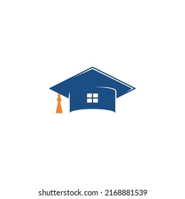 Graduate Hat and House logo or icon design