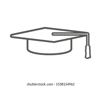 graduate hat icon .black line flat design isolated on white.vector image
