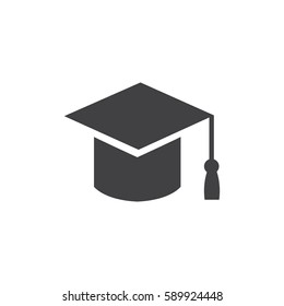 Graduate hat icon in black on a white background. Vector illustration