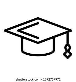 Graduate hat icon. Outline graduate hat vector icon for web design isolated on white background