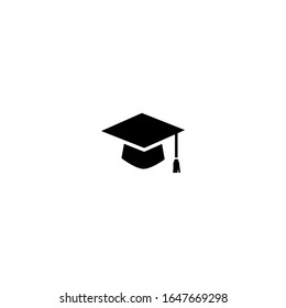 graduate hat icon. simple, flat, black.