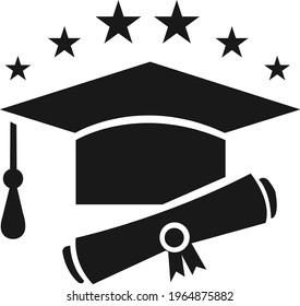 Graduate Hat icon with star, Education icon vector illustration