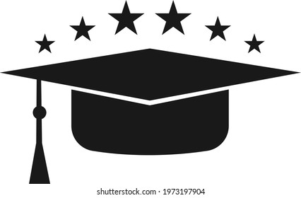 Graduate Hat icon with stars, Education icon vector illustration