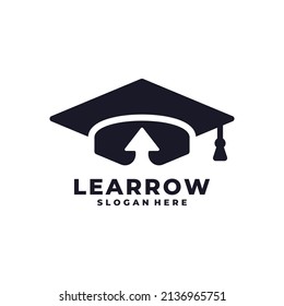 Vector del logotipo de sombrero de graduado. Concepto de diseño de plantillas de logotipo para el crecimiento, el impulso, el progreso y el éxito de la educación.