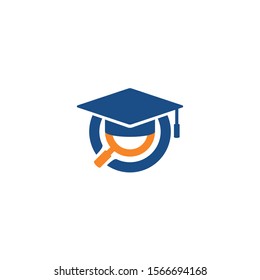 Graduate Hat and Magnifying Glass logo design