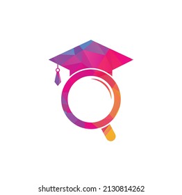 Graduate Hat and Magnifying Glass logo design. Student finder vector logo template.	