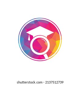 Graduate Hat and Magnifying Glass logo design. Student finder vector logo template.
