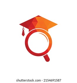 Graduate Hat and Magnifying Glass logo design. Student finder vector logo template.