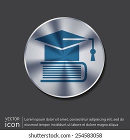 Graduate hat on the book. icon teachings. symbol of knowledge, college or high school